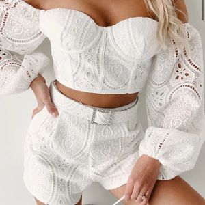 NWT CROCHET LACE 3 PIECE SHORTS SET